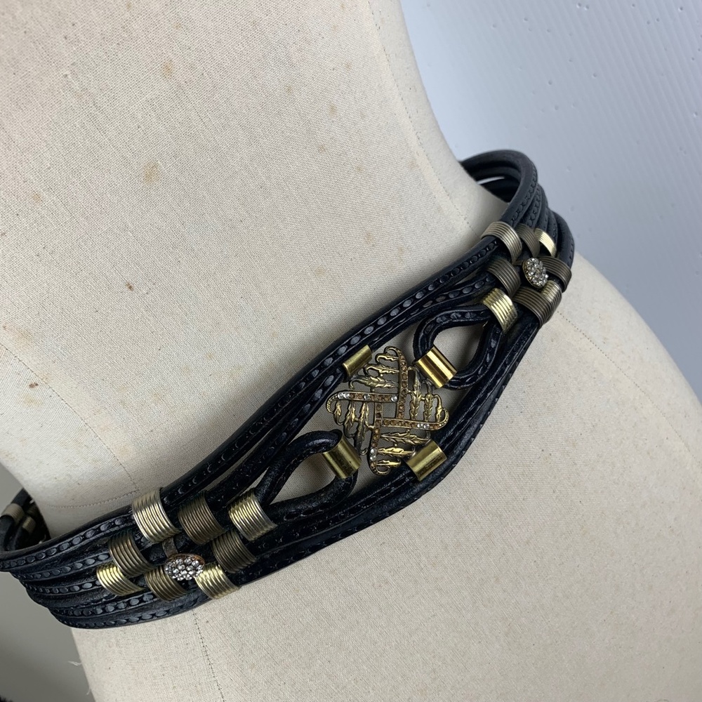 1970s Sultanija Florence Italy Black Leather Belt